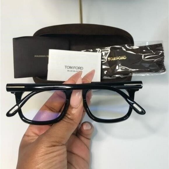 New Authentic Tom Ford Blue Light Block Square Unisex Eyeglasses FT5542-B 001 50 - Picture 4 of 12